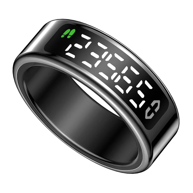 SY01 Digital Display Smart Ring Sleep Tracker Blood Oxygen Heart Rate Monitor with Charging Case - Black / Size 8