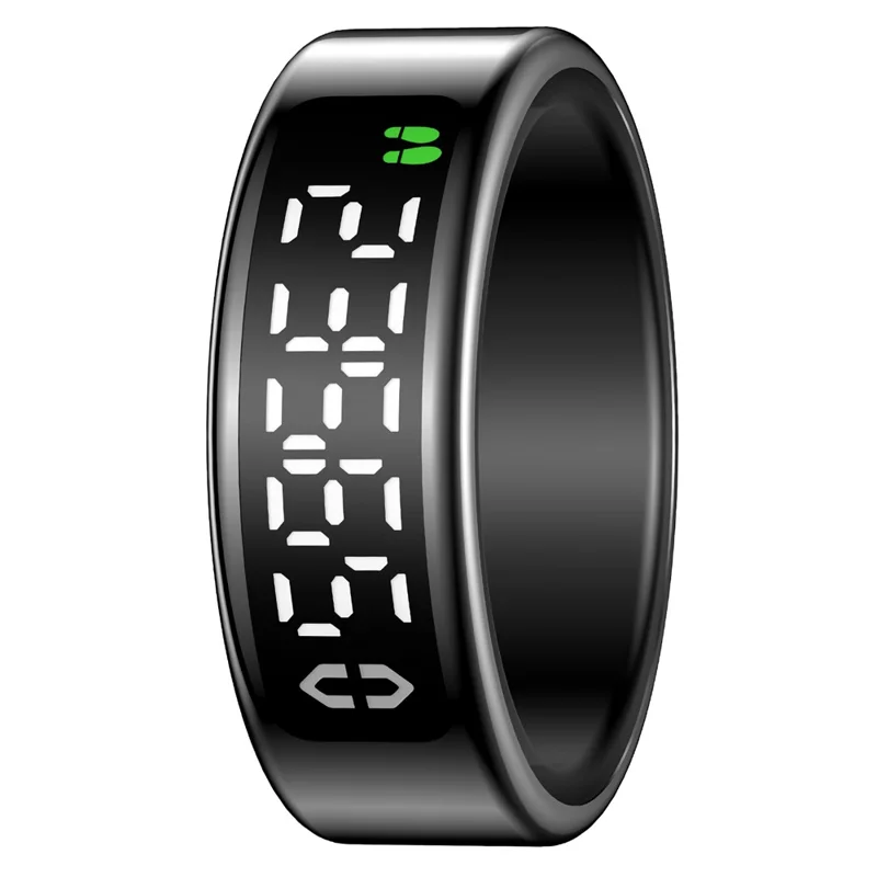 SY01 Digital Display Smart Ring Sleep Tracker Blood Oxygen Heart Rate Monitor with Charging Case - Black / Size 8