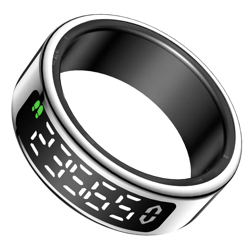 SY01 Digital Display Smart Ring Sleep Blood Oxygen Heart Rate Monitor Ring with Charging Case - Silver / Size 13