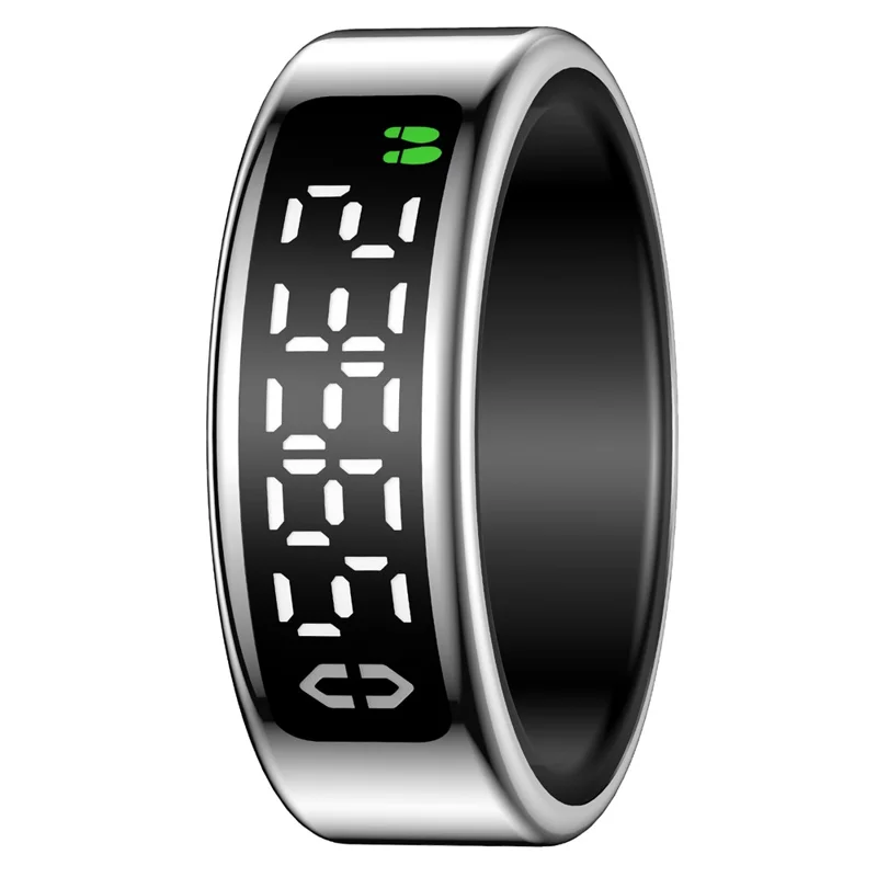 SY01 Digital Display Smart Ring Sleep Blood Oxygen Heart Rate Monitor Ring with Charging Case - Silver / Size 13