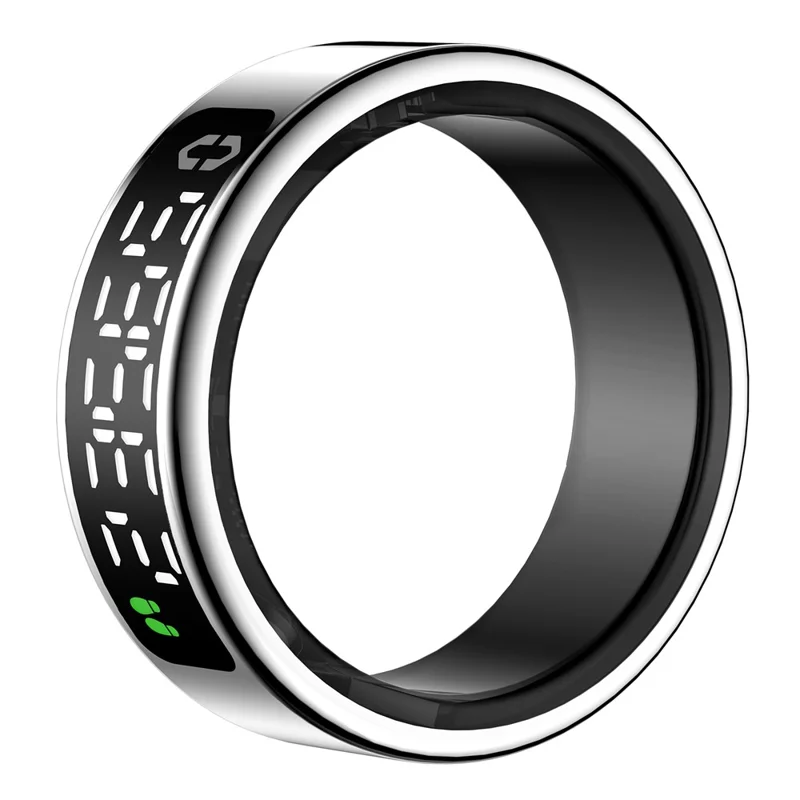 SY01 Digital Display Smart Ring Sleep Blood Oxygen Heart Rate Monitor Ring with Charging Case - Silver / Size 13