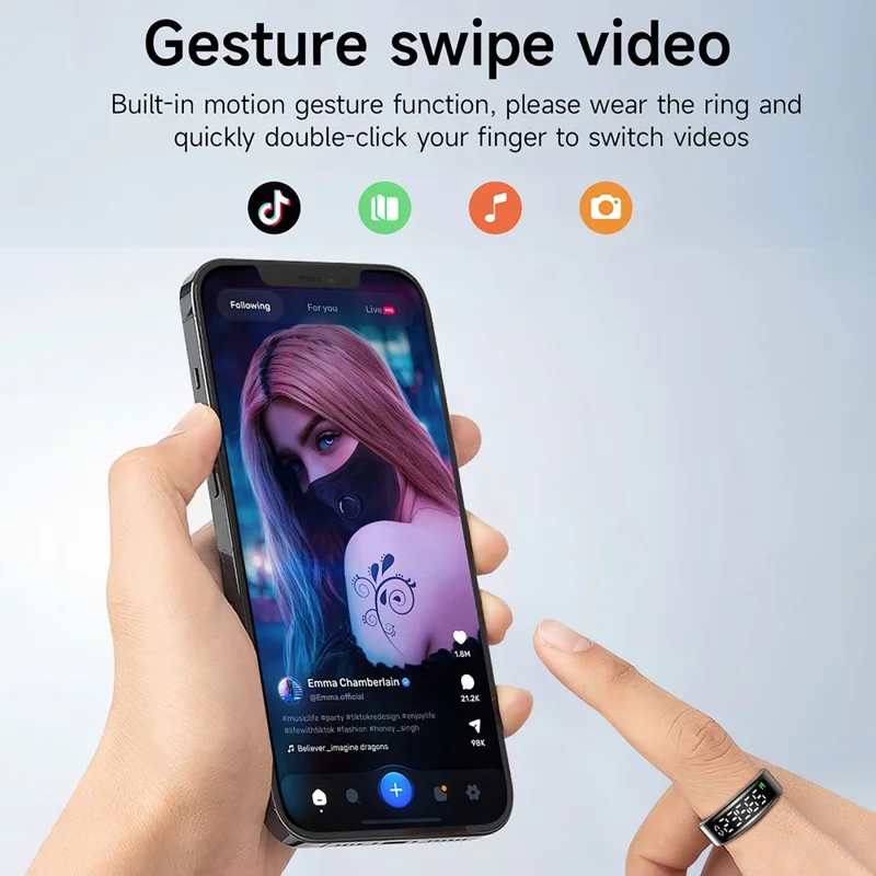 SY01 Digital Display Smart Ring Sleep Blood Oxygen Heart Rate Monitor Ring with Charging Case - Silver / Size 13