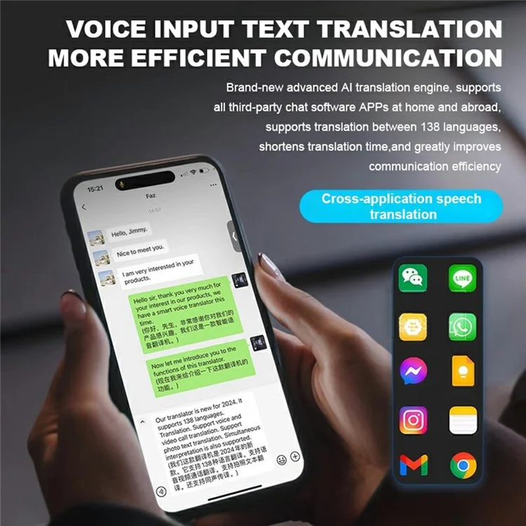 X9 8 In 1 Smart Translator Video Call Translation APP Simultaneous Interpretation for International Business - Black