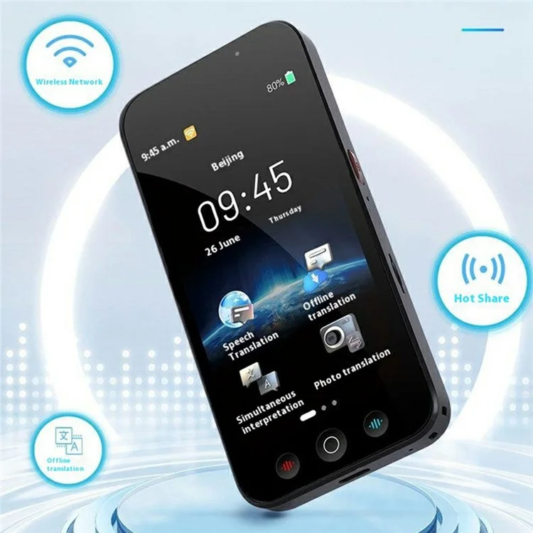 D8 5 Inch Large Screen Multi Language Smart Voice Translator Offline Photo Translation, 8G Memory Card