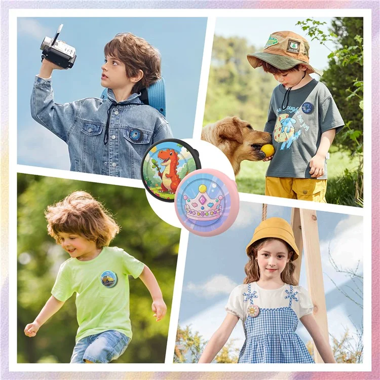 Capa de Silicone para AirTag com Estilo de Broche Cartoon, Capa Protetora com Protetor de Tela Frontal e Traseiro - Arco-Íris