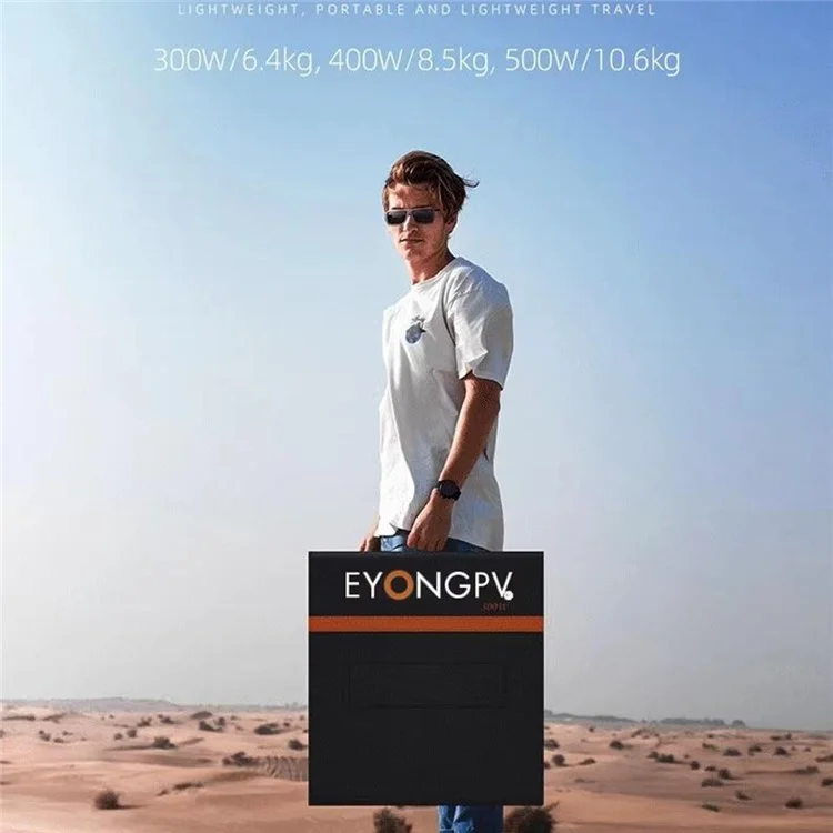 Painel Solar Dobrável EYONGPV EYF300-18M6 de 300W, Monocristalino para Carregamento Externo, Ideal para Camping e RV - Preto 18V