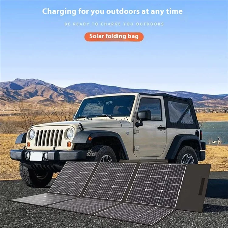 Painel Solar Dobrável EYONGPV 400W Monocristalino Portátil para RV, Camping, Viagem, Emergência e Energia Externa - Preto 18V