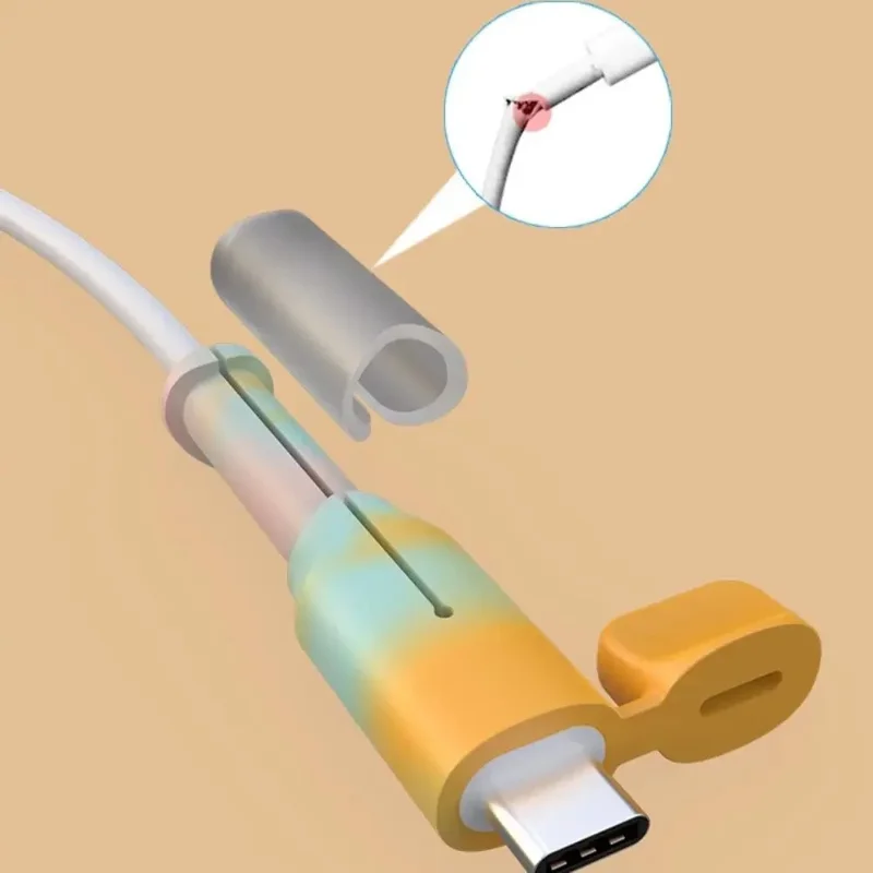 1 Pair Type C Cable Protector Soft Silicone Sleeve for iPhone 16 / 15 Series Charging Cord Protection - Black