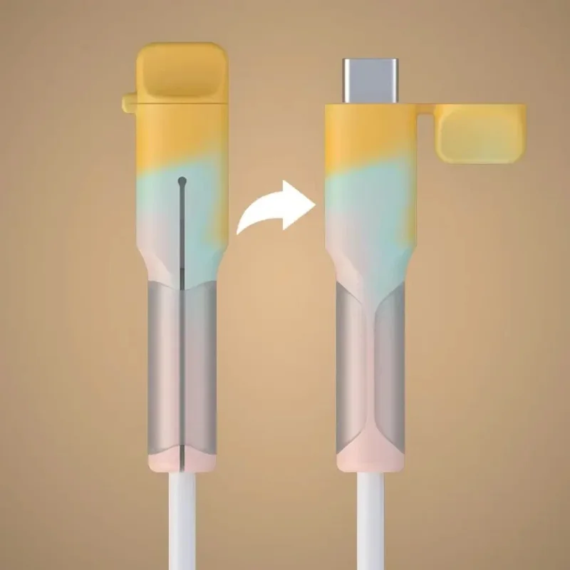 1 Pair Type C Cable Protector Soft Silicone Sleeve for iPhone 16 / 15 Series Charging Cord Protection - Black