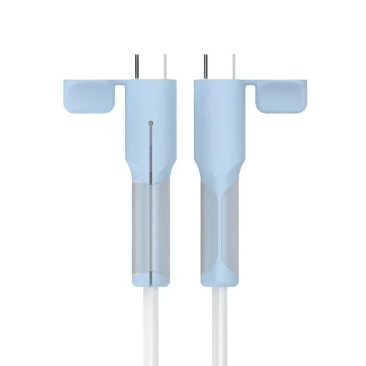 1 Pair Type C Cable Protector Soft Silicone Sleeve for iPhone 16 / 15 Series Charging Cord Protection - Blue