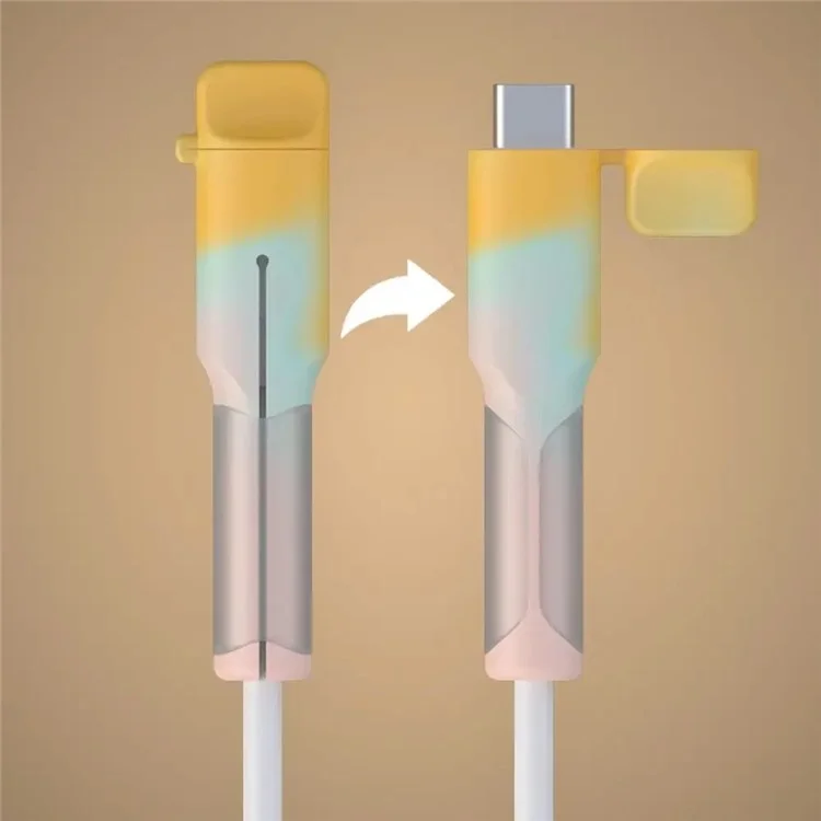 1 Pair Type C Cable Protector Soft Silicone Sleeve for iPhone 16 / 15 Series Charging Cord Protection - Blue