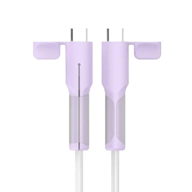 1 Pair Type C Cable Protector Soft Silicone Sleeve for iPhone 16 / 15 Series Charging Cord Protection - Purple
