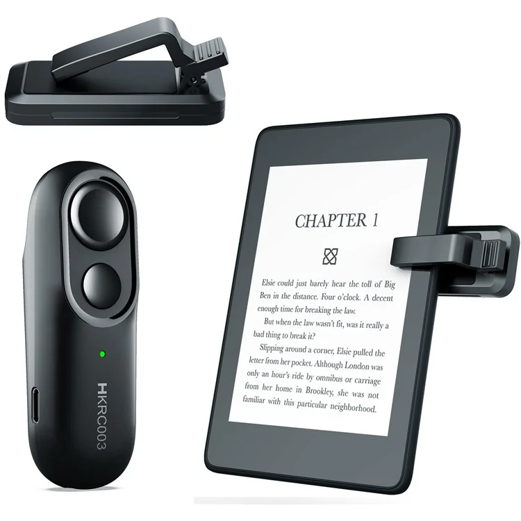 HKRC003 Mando a distancia Pasador de páginas para Kindle E-Reader Dispositivo inalámbrico para pasar páginas Pulsador para leer novelas - Negro