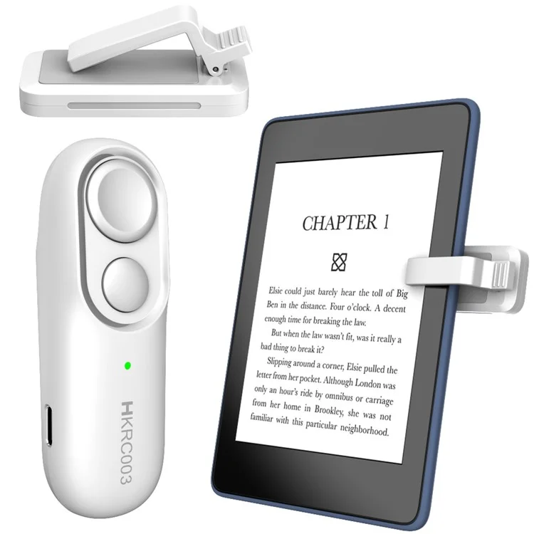 HKRC003 Remote Control Page Turner for Kindle E-Reader Novel Reading Wireless Page Turning Device - White