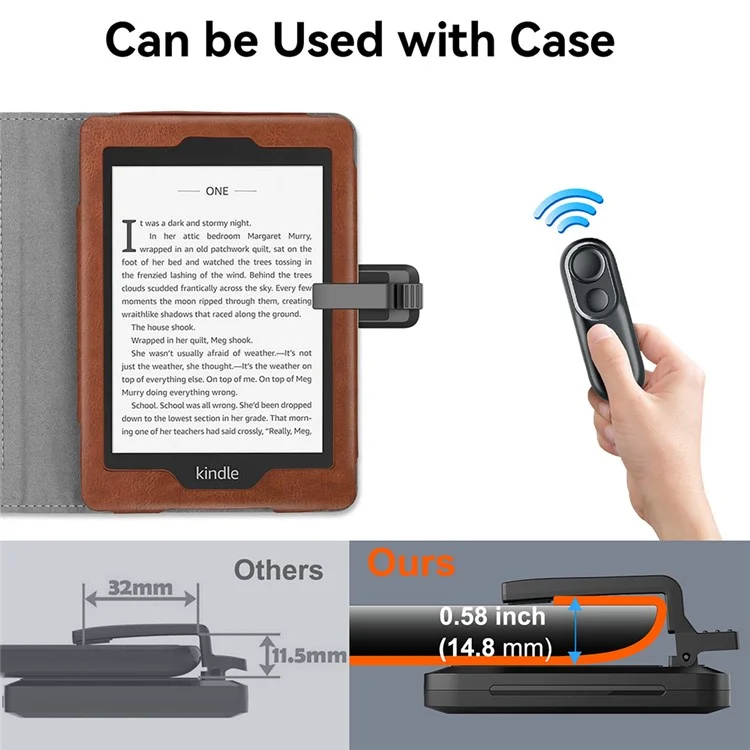 HKRC003 Remote Control Page Turner for Kindle E-Reader Novel Reading Wireless Page Turning Device - White
