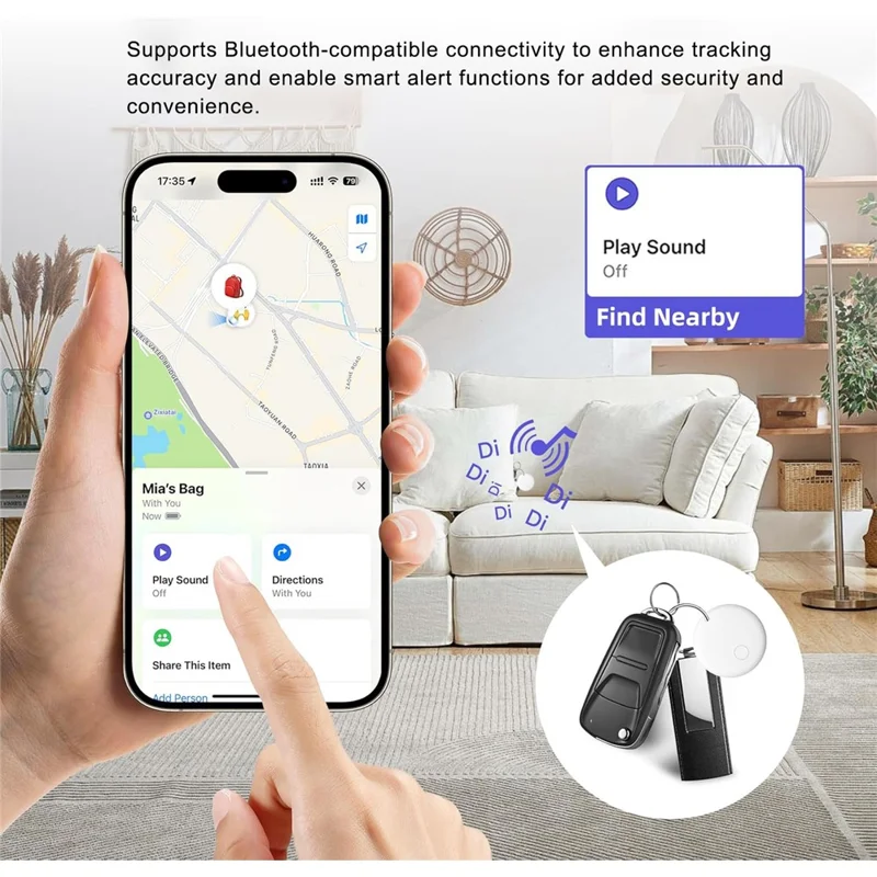 F08 Android Tracker Anti-Lost Finder Global Tracking Locator for Car Wallet Key Luggage Bag - Black