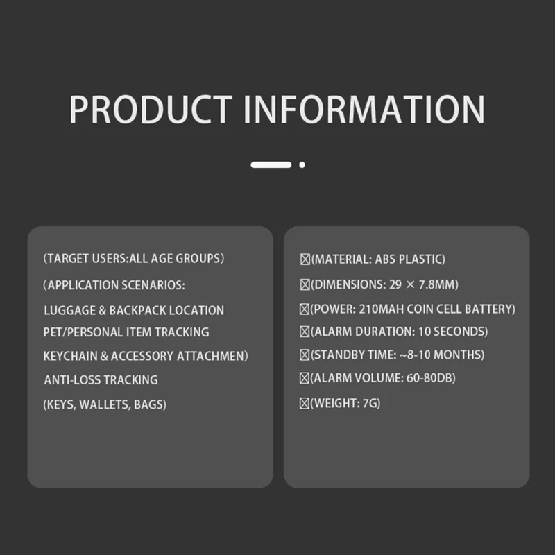 F08 Android Tracker Anti-Lost Finder Global Tracking Locator for Car Wallet Key Luggage Bag - Black