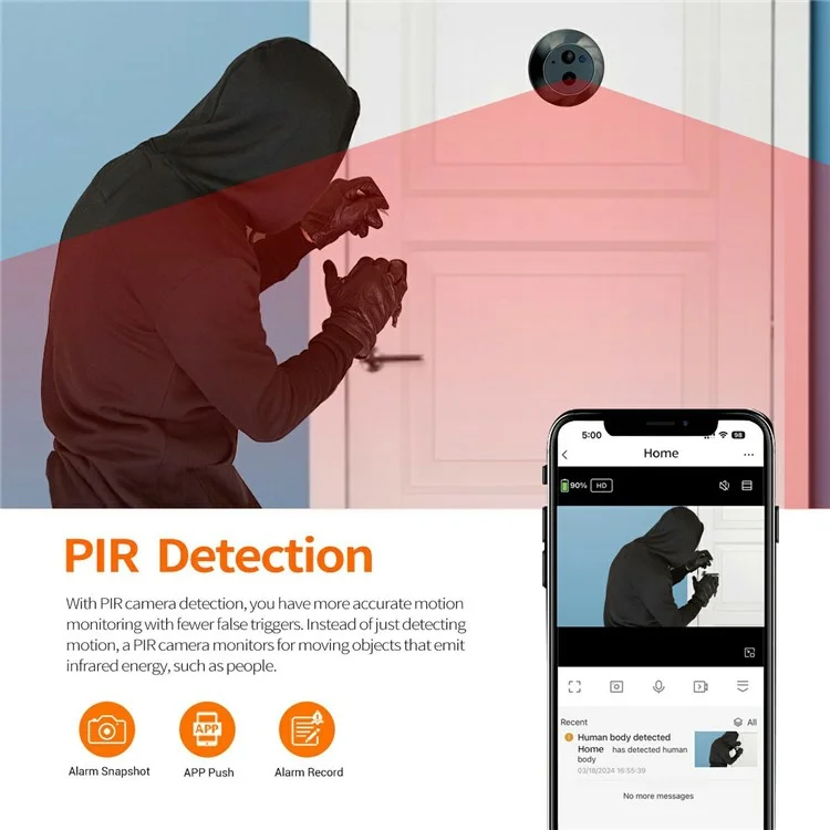 ESCAM C88B 4.3 Inch HD Screen Mini WiFi Video Doorbell PIR Motion Detection Peephole Camera