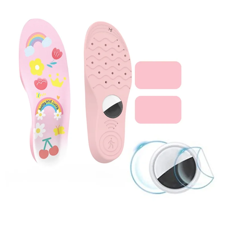 1Pair For Airtag Protective Insoles for Kids / Seniors Smart Tracker Insoles Cute Cartoon Pattern - Pink / 155-170mm