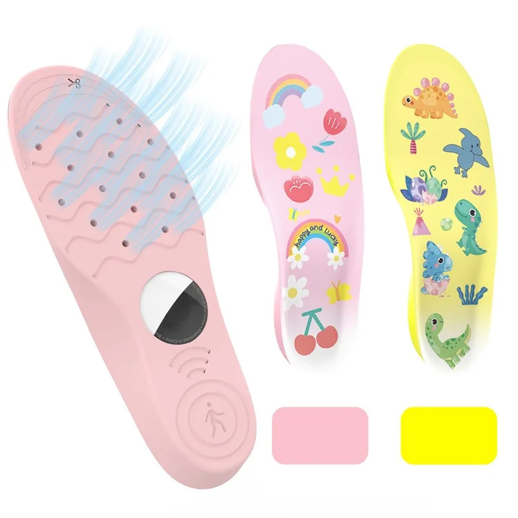 1Pair For Airtag Protective Insoles for Kids / Seniors Smart Tracker Insoles Cute Cartoon Pattern - Pink / 215-230mm