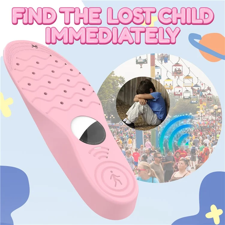 1Pair For Airtag Protective Insoles for Kids / Seniors Smart Tracker Insoles Cute Cartoon Pattern - Pink / 215-230mm