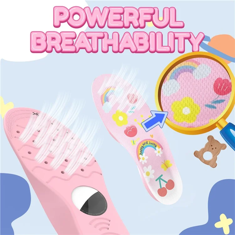 1Pair For Airtag Protective Insoles for Kids / Seniors Smart Tracker Insoles Cute Cartoon Pattern - Pink / 215-230mm