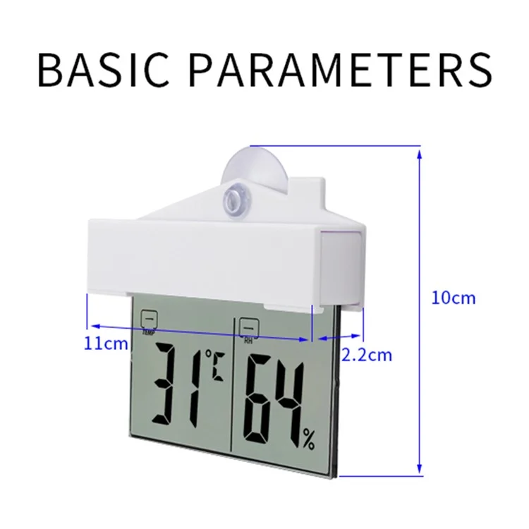 TS-H220 Higrómetro Digital Termómetro con Ventosa Multiusos para Control de Temperatura y Humedad