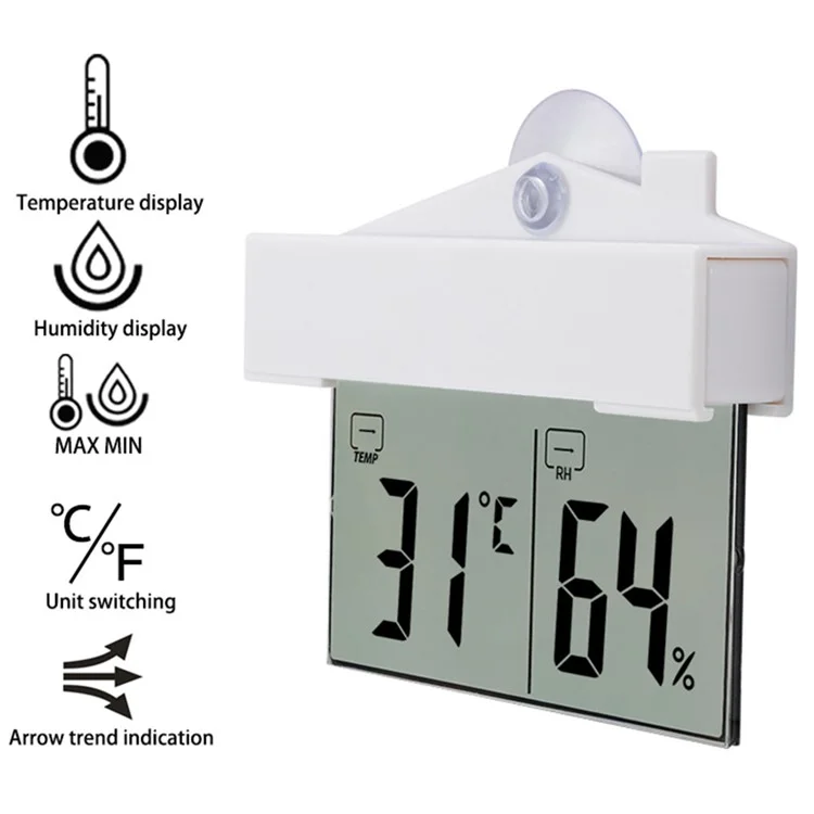 TS-H220 Higrómetro Digital Termómetro con Ventosa Multiusos para Control de Temperatura y Humedad