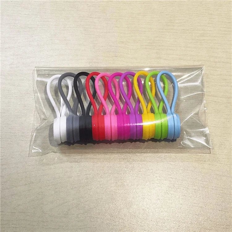 10Pcs Magnetic Cable Winder Earphone Cord Organizer Silicone Wire Holder (Random Color)