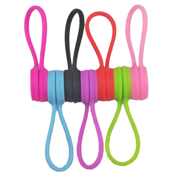 10Pcs Magnetic Cable Winder Earphone Cord Organizer Silicone Wire Holder (Random Color)