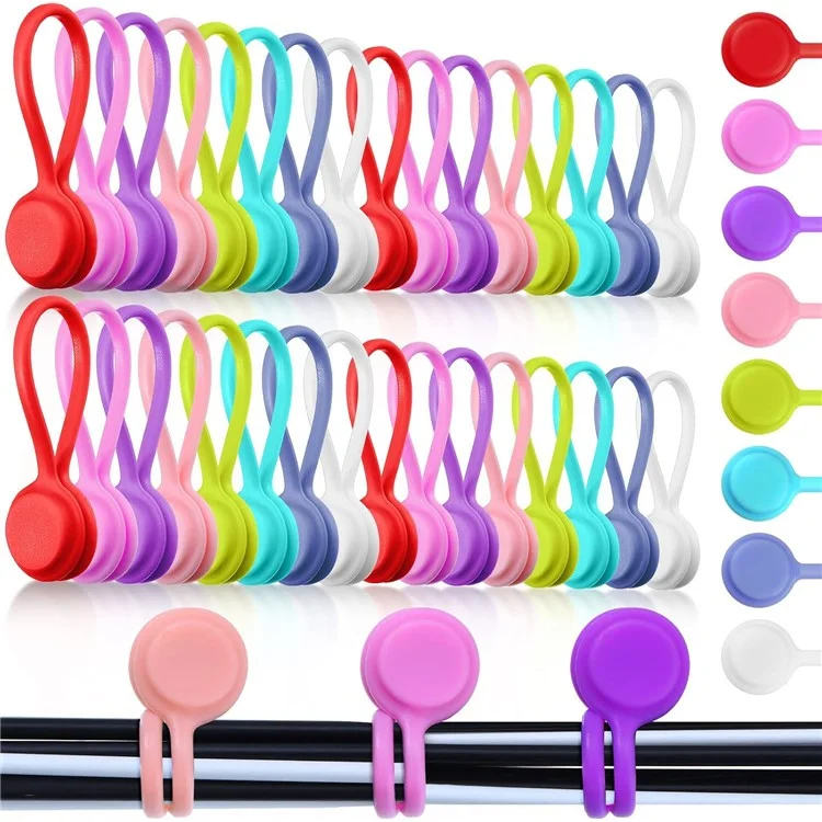 10Pcs Magnetic Cable Winder Earphone Cord Organizer Silicone Wire Holder (Random Color)