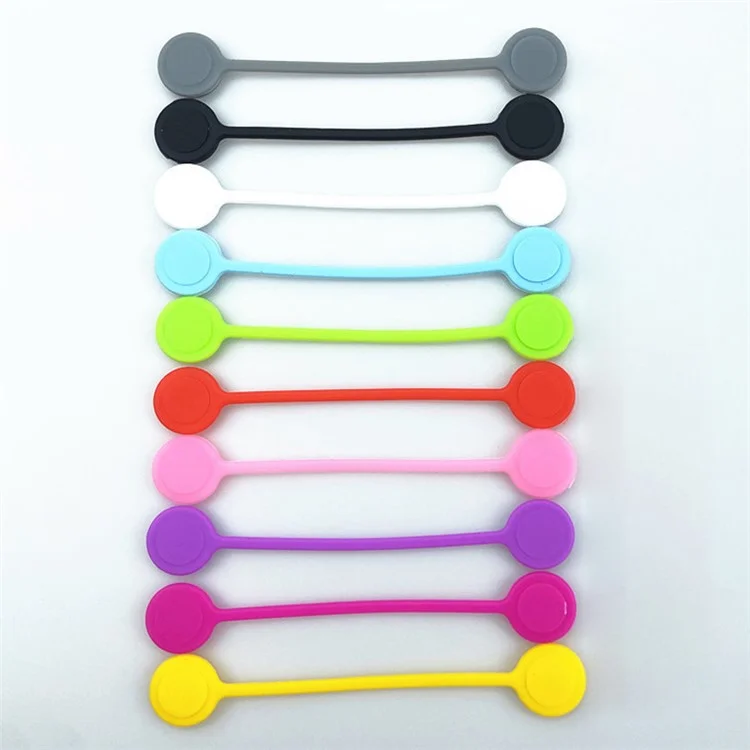 10Pcs Magnetic Cable Winder Earphone Cord Organizer Silicone Wire Holder (Random Color)