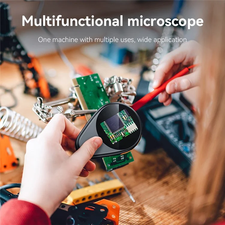 Microscopio Digital Portátil de 368 500X de Aumento, Pantalla IPS de 2 Pulgadas para Inspección y Reparación - Negro