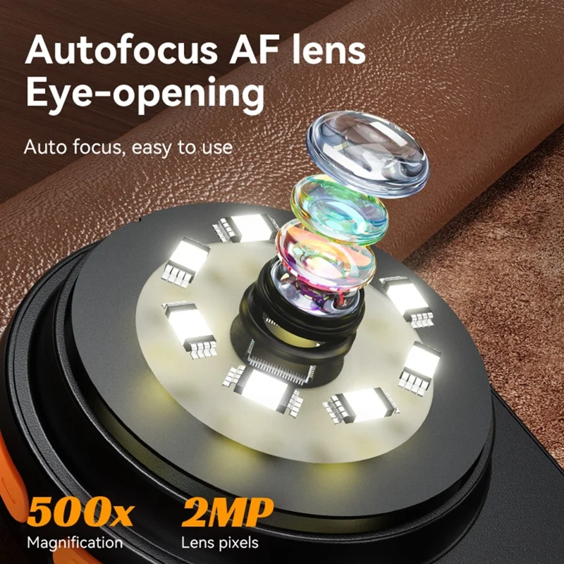378 Handheld Digital Microscope 500x Magnification 2 Inch IPS Screen Auto Focus Microscope - White
