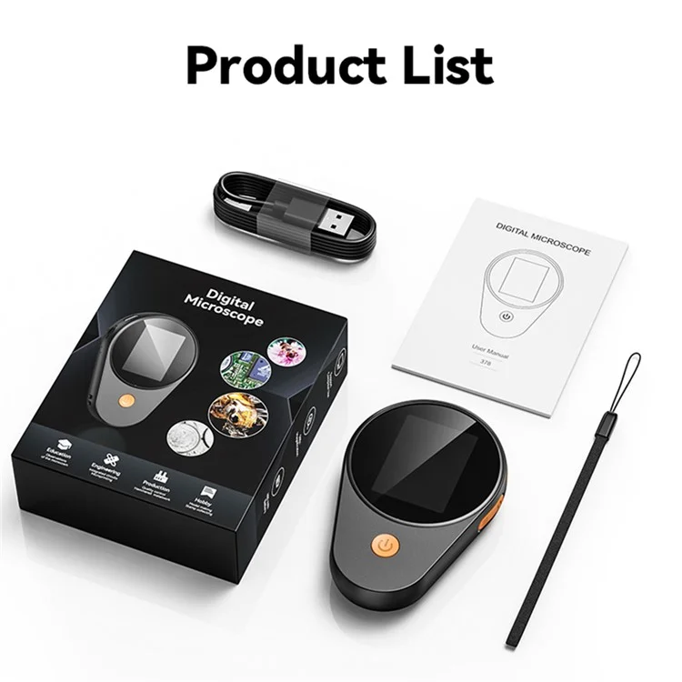 378 Handheld Digital Microscope 500x Magnification 2 Inch IPS Screen Auto Focus Microscope - White