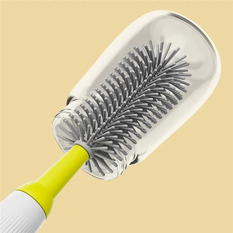 N1-S1 360 Degree Rotatable Electric Baby Bottle Brush Set Portable Pacifier Cleaner with Storage Rack (BPA Free, No FDA) - Yellow