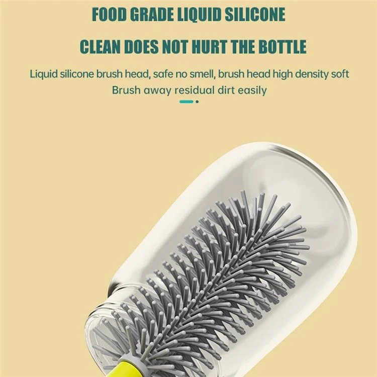 N1 360 Degree Rotatable Electric Baby Bottle Brush Set Portable Pacifier Cleaner without Storage Rack (BPA Free, No FDA) - Yellow