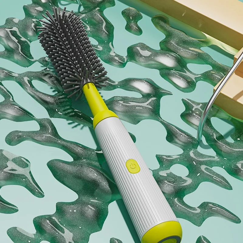 Conjunto de Escova Elétrica Giratória 360° para Mamadeira N1, Limpador de Chupetas Portátil sem Suporte de Armazenamento (Livre de BPA, Sem FDA) - Cinza