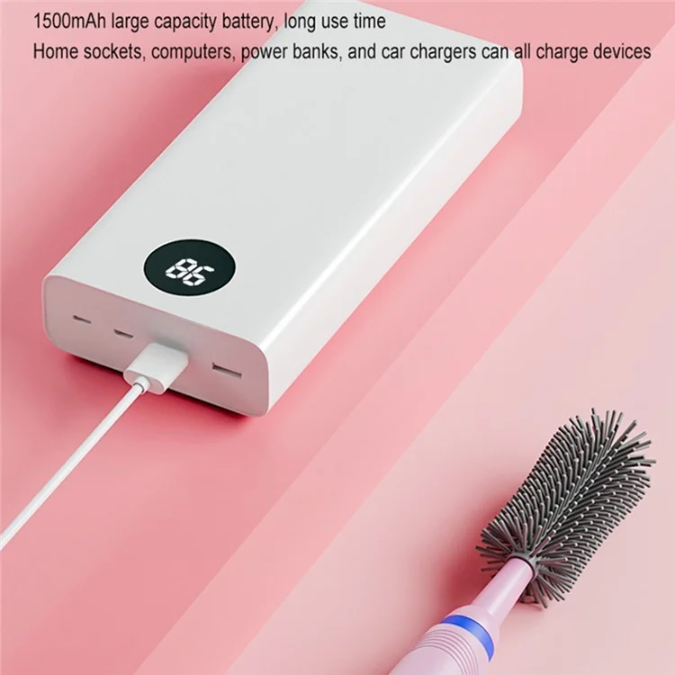 N2 Portable Pacifier Cleaner Kit with Storage Rack 360 Degree Rotatable Electric Baby Bottle Brush Set (BPA Free, No FDA) - Pink
