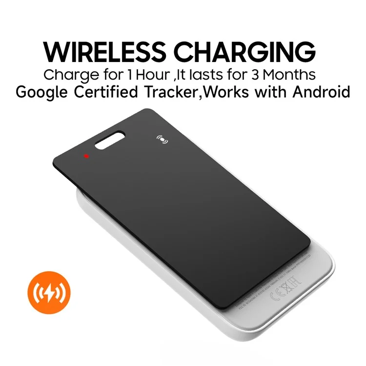 K2 Tracker Portatile Certificato Google in Stile Carta per Posizionamento Globale - Localizzatore Anti-Smarrimento per Animali Domestici - Nero