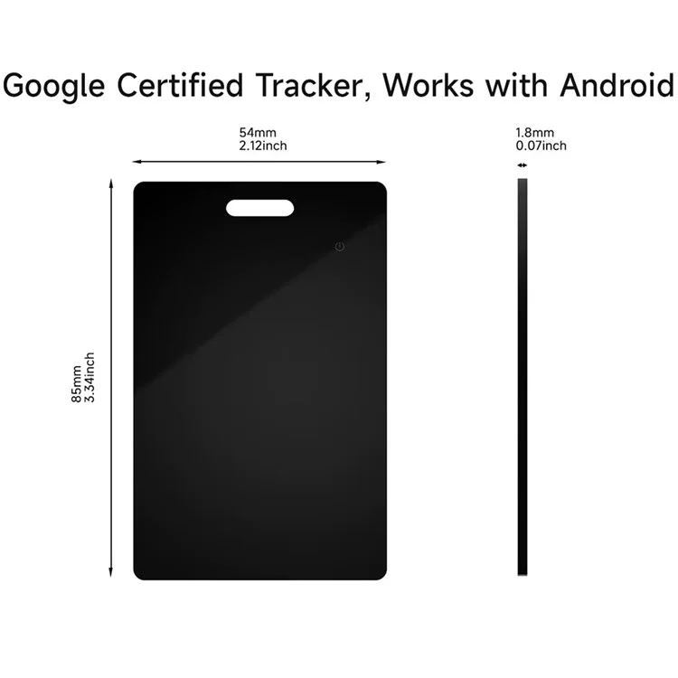 K2 Tracker Portatile Certificato Google in Stile Carta per Posizionamento Globale - Localizzatore Anti-Smarrimento per Animali Domestici - Nero