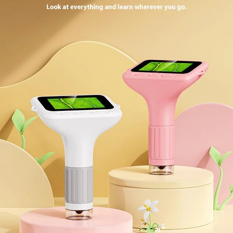 385 1000x forstørrelse 3 tommer IPS-skærm håndholdt digital mikroskop til børn lærerigt legetøj - Gul