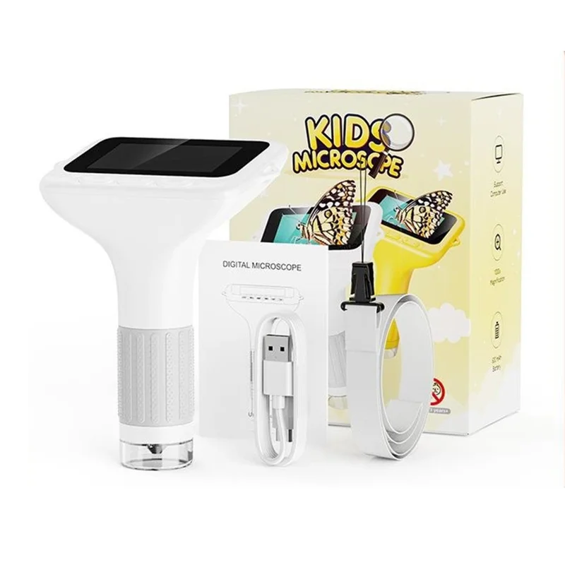 385 1000x forstørrelse 3 tommer IPS-skærm håndholdt digital mikroskop til børn lærerigt legetøj - Gul
