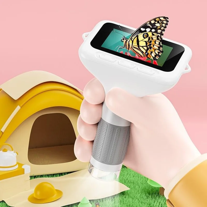 385 1000x forstørrelse 3 tommer IPS-skærm håndholdt digital mikroskop til børn lærerigt legetøj - Gul