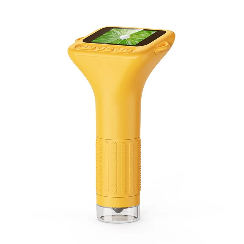 375 2 Inch IPS Screen 1000x Magnification Handheld Digital Microscope with LED Light for Children - Yellow