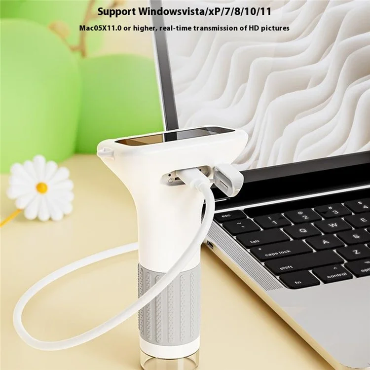 375 2 Inch IPS Screen 1000x Magnification Handheld Digital Microscope with LED Light for Children - Yellow