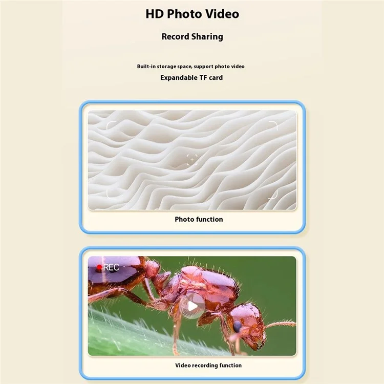 375 2 Inch IPS Screen 1000x Magnification Handheld Digital Microscope with LED Light for Children - Yellow