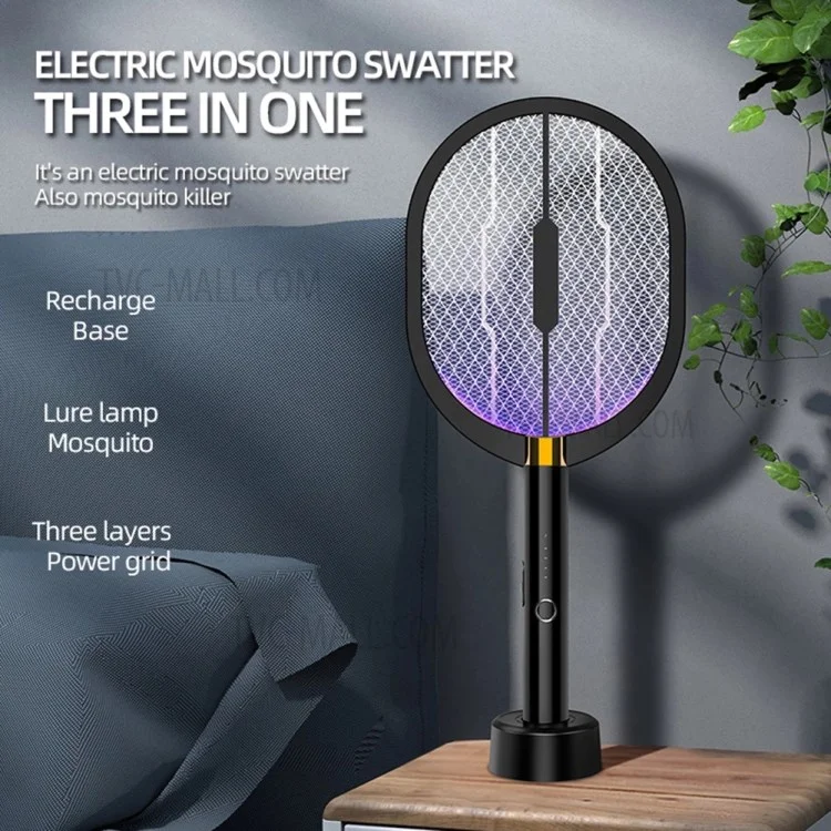 XQN-898 Eliminador de Mosquitos Elétrico 3 em 1 com Luz LED USB Recarregável Raquete Elétrica Mata Insetos Mata Mosca