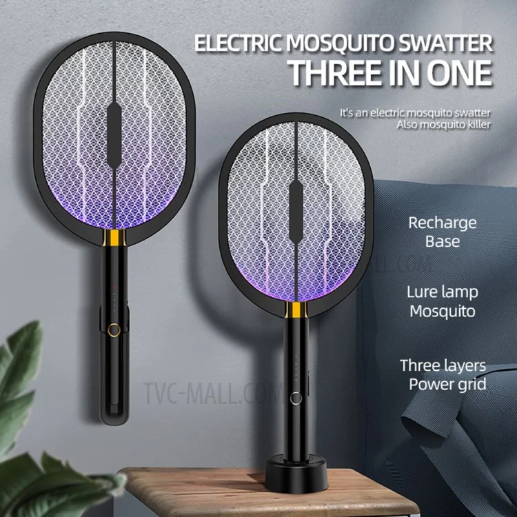 XQN-898 Eliminador de Mosquitos Elétrico 3 em 1 com Luz LED USB Recarregável Raquete Elétrica Mata Insetos Mata Mosca