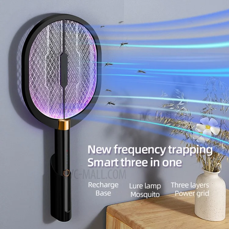 XQN-898 Eliminador de Mosquitos Elétrico 3 em 1 com Luz LED USB Recarregável Raquete Elétrica Mata Insetos Mata Mosca